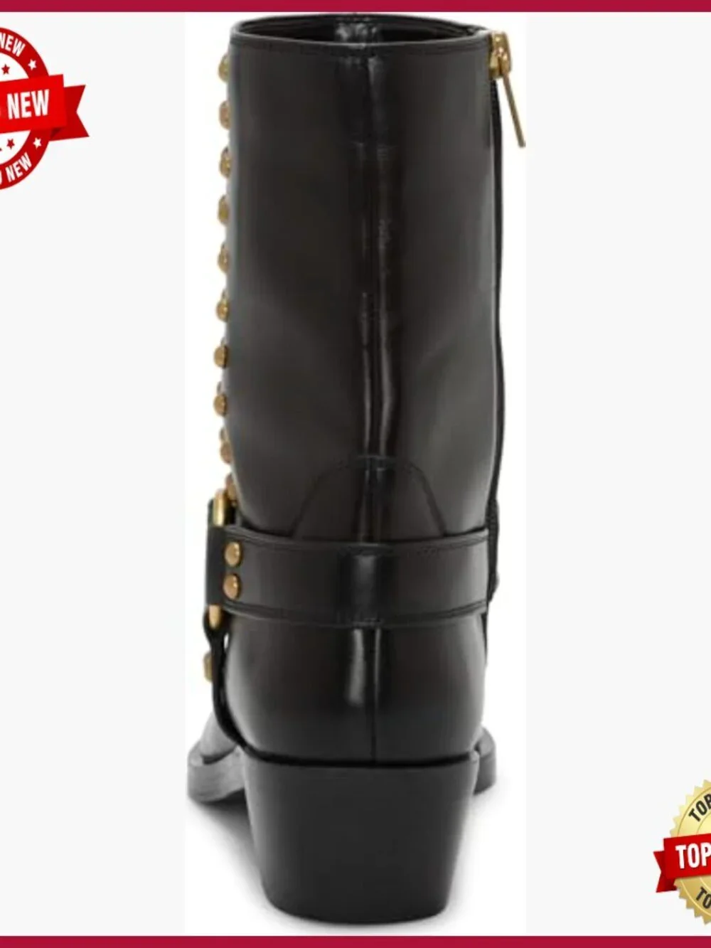 Mid-Calf Boot with Edgy Stud Detailing - Block Heel Pull-On